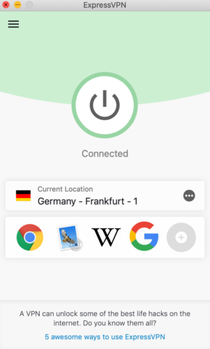 Połączenie z serwerem ExpressVPN w Niemczech