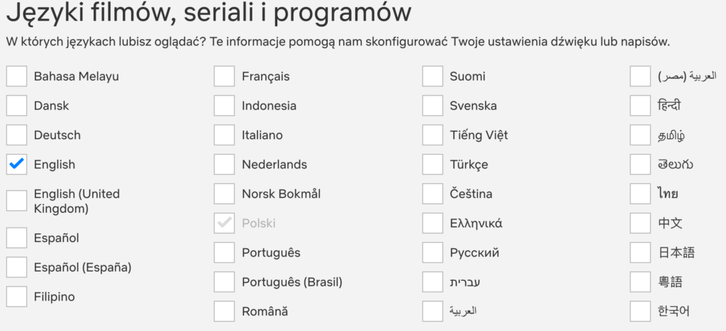 Konfiguracja polskiego języka w Netflixie