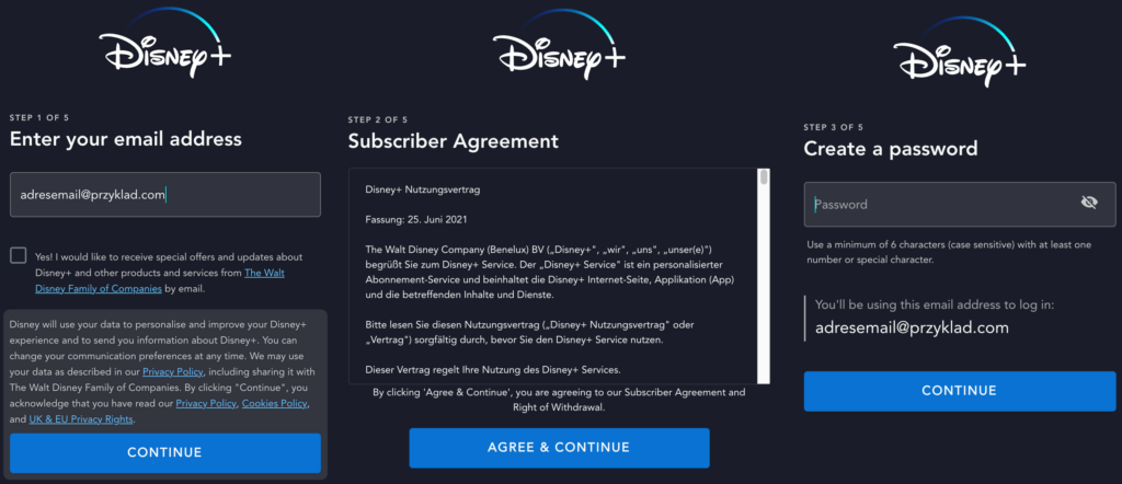Tworzenie konta w Disney Plus